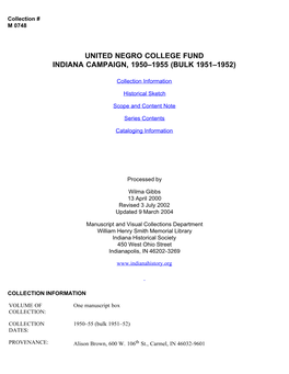 United Negro College Fund, 1950-1955