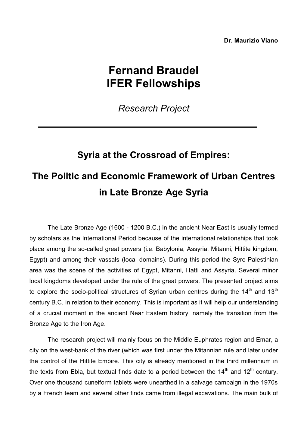 Fernand Braudel IFER Fellowships