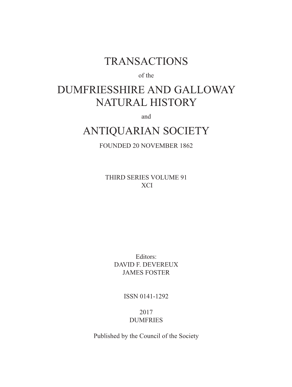 Transactions Dumfriesshire and Galloway Natural