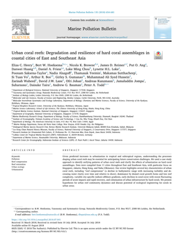 Urban Coral Reefs Degradation and Resilience of Hard Coral