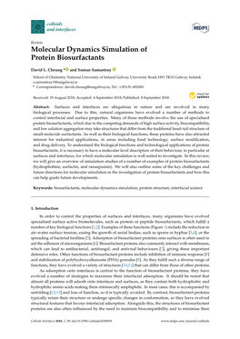 Molecular Dynamics Simulation of Protein Biosurfactants