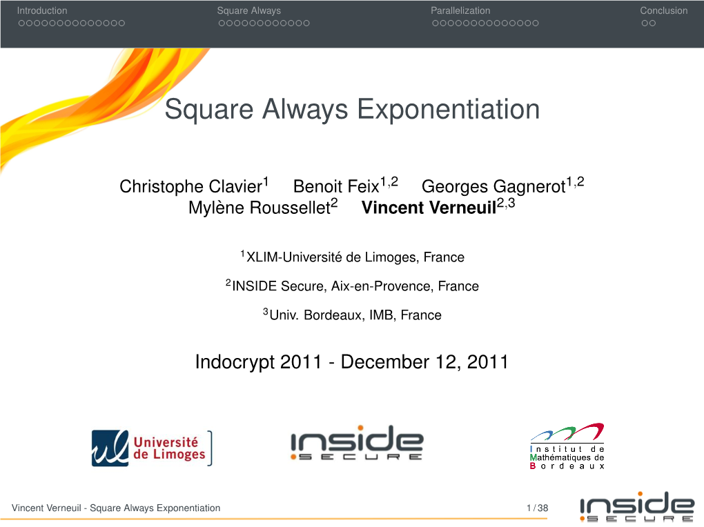 Square Always Exponentiation