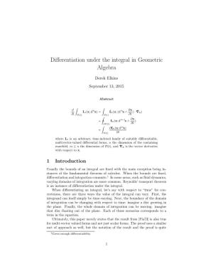 Differentiation Under the Integral in Geometric Algebra