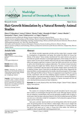 Hair Growth Stimulation by a Natural Remedy: Animal Studies