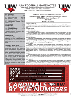 Uiw Football Game Notes