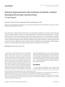 Extreme Hyponatremia with Moderate Metabolic Acidosis During Hysteroscopic Myomectomy -A Case Report