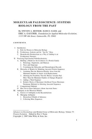 Molecular Paleoscience: Systems Biology from the Past