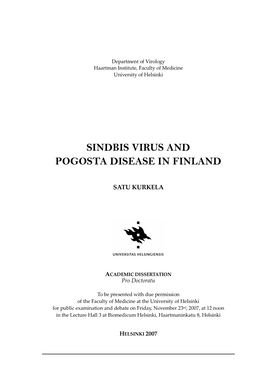 Sindbis Virus and Pogosta Disease in Finland