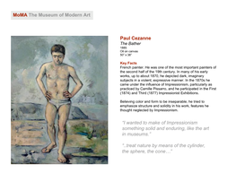 Paul Cezanne the Bather 1885 Oil on Canvas 50” X 38”