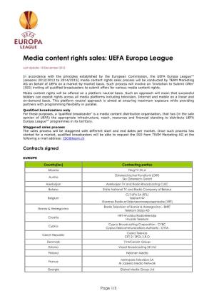 2012-15 Media Content Rights Sales