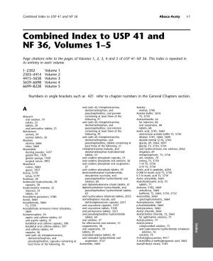 Combined Index to USP 41 and NF 36, Volumes 1–5