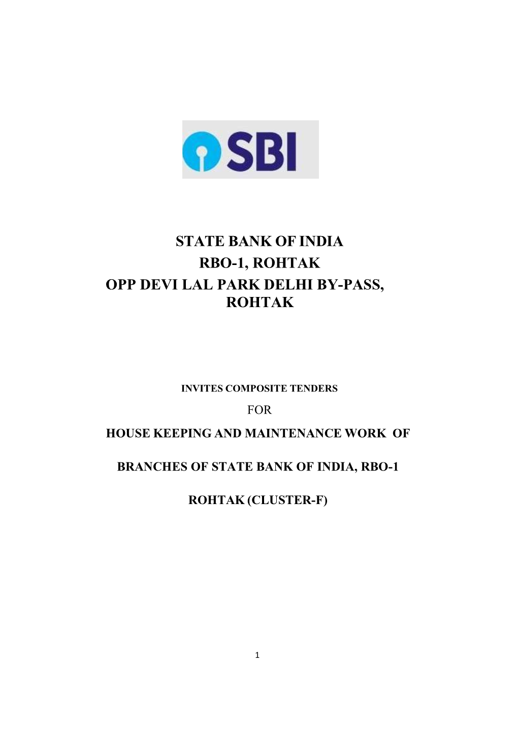 State Bank of India Rbo-1, Rohtak Opp Devi Lal Park Delhi By-Pass, Rohtak