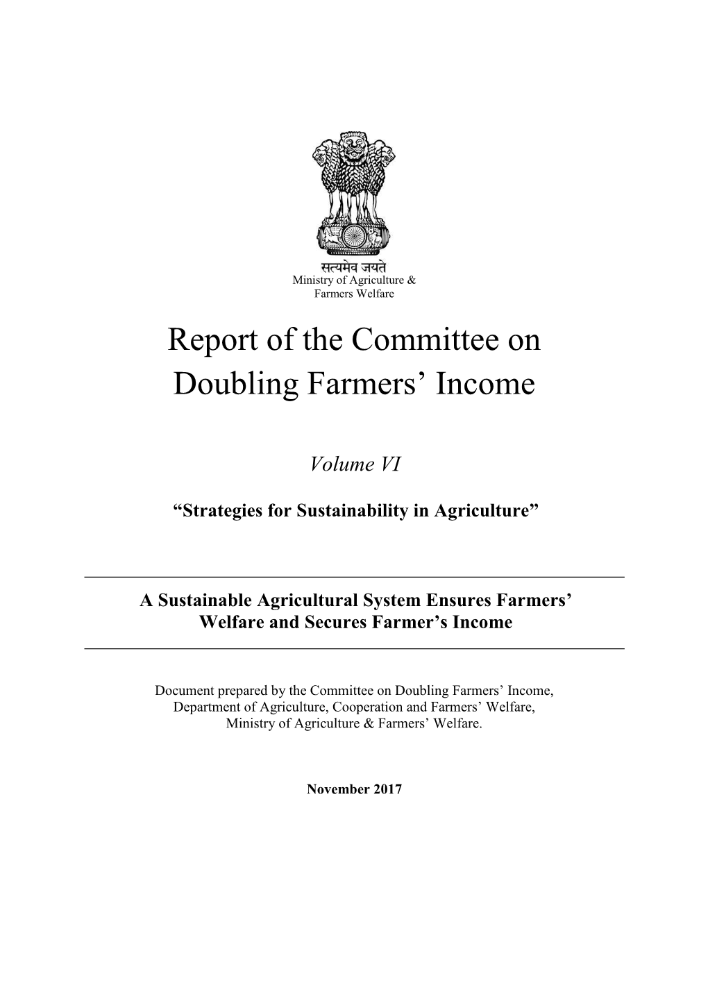 Report of the Committee on Doubling Farmers' Income