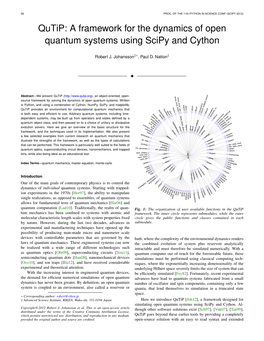 Qutip: a Framework for the Dynamics of Open Quantum Systems Using Scipy and Cython