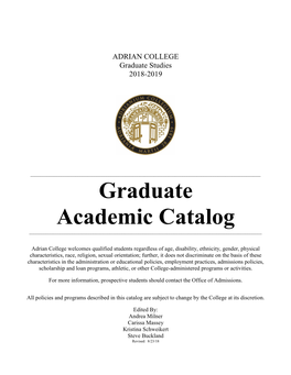 Graduate Academic Catalog ______