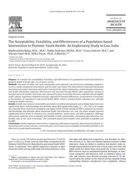 The Acceptability, Feasibility, and Effectiveness of A