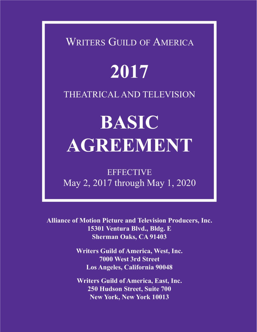 2017 WGA Theatrical and Television Basic Agreement