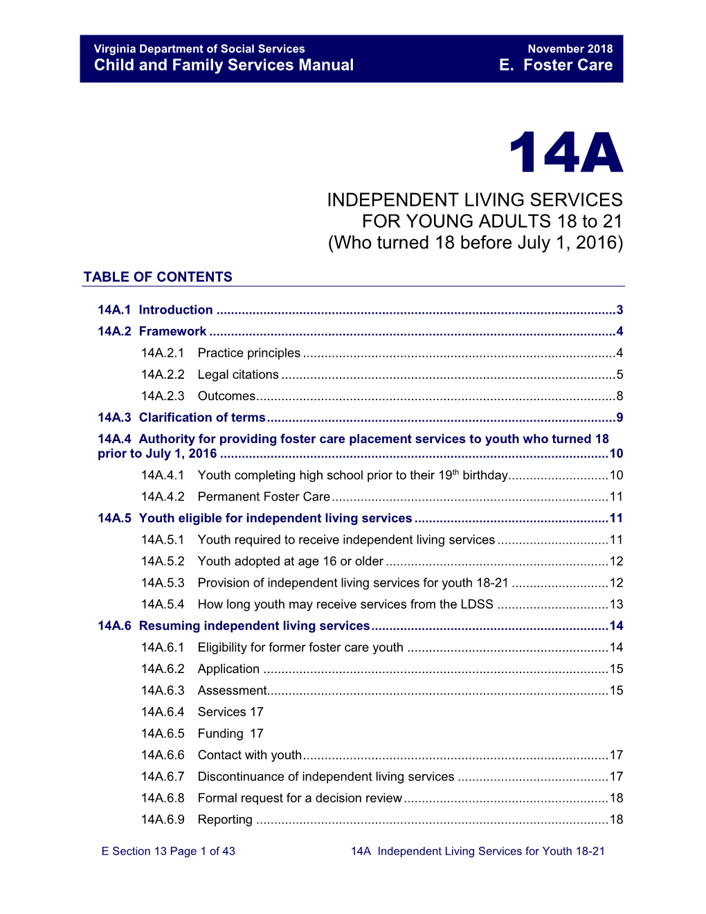 Section 14A Independent Living Services for Young Adults 18-21