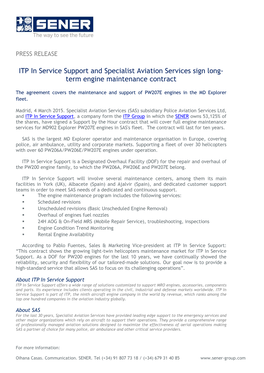 ITP in Service Support and Specialist Aviation Services Sign Long- Term Engine Maintenance Contract