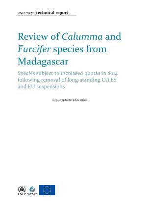 Review of Calumma and Furcifer Species from Madagascar Species Subject to Increased Quotas in 2014 Following Removal of Long-Standing CITES and EU Suspensions