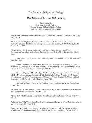 Buddhism and Ecology Bibliography