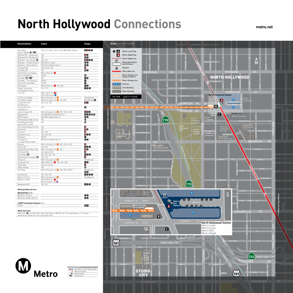 Map -- Red Line North Hollywood Station Connections