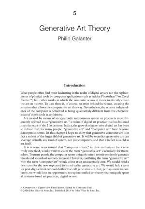 Generative Art Theory Philip Galanter