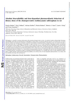 Absolute Bioavailability and Dose-Dependent Pharmacokinetic Behaviour Of