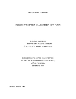 Process Integration of Absorption Heat Pumps