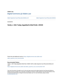 Verity V. USA Today Appellant's Brief Dckt. 45530