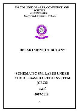 Department of Botany Schematic Syllabus Under