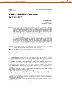 Interior Methods for Nonlinear Optimization∗