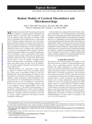 Rodent Models of Cerebral Microinfarct and Microhemorrhage