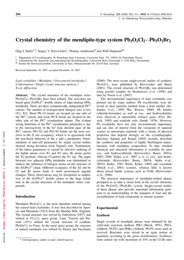 Crystal Chemistry of the Mendipite-Type System Pb3o2cl2–Pb3o2br2 205