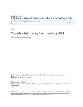 Yale School of Nursing Alumnae News 1943 Yale University School of Nursing