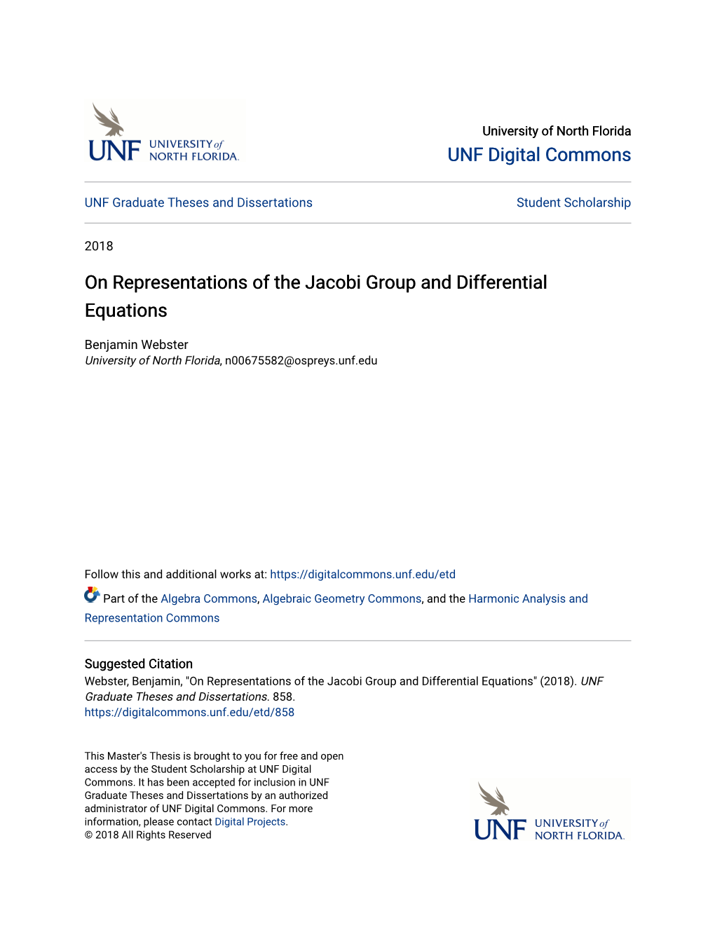 On Representations of the Jacobi Group and Differential Equations