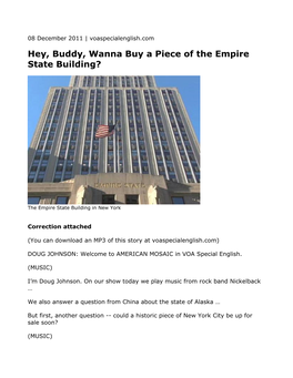 Hey, Buddy, Wanna Buy a Piece of the Empire State Building?