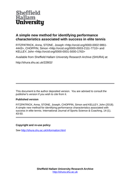 A Simple New Method for Identifying Performance Characteristics