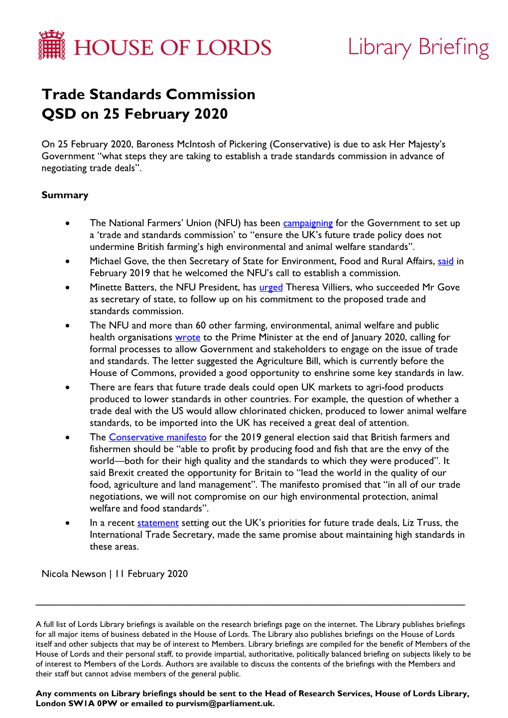 Trade Standards Commission QSD on 25 February 2020