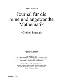 Journal Für Die Reine Und Angewandte Mathematik