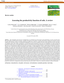 Assessing the Productivity Function of Soils. a Review