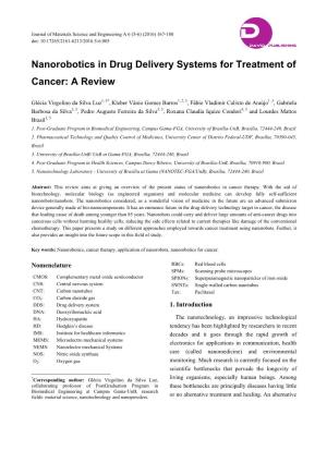 Nanorobotics in Drug Delivery Systems for Treatment of Cancer: a Review