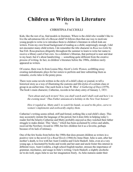 Children As Writers in Literature By