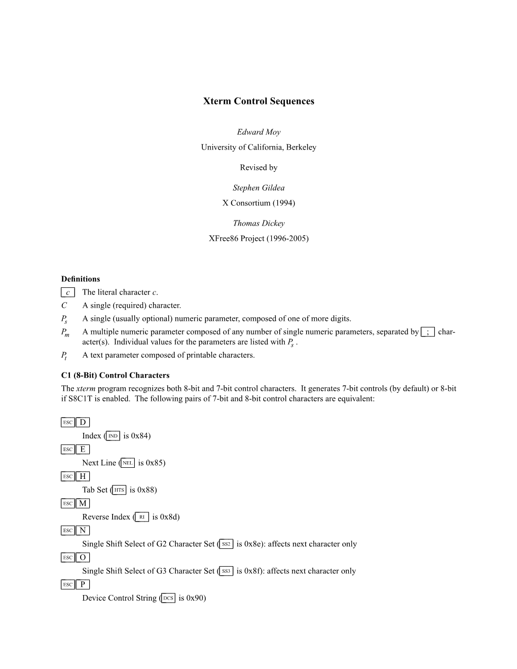 Xterm Control Sequences