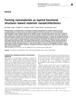 Forming Nanomaterials As Layered Functional Structures Toward Materials Nanoarchitectonics