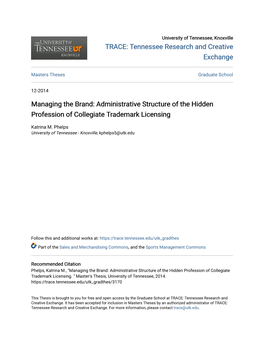 Administrative Structure of the Hidden Profession of Collegiate Trademark Licensing