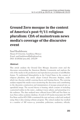 Ground Zero Mosque in the Context of America's Post