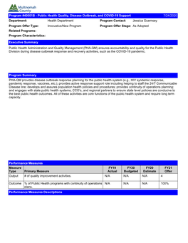 Public Health Quality, Disease Outbreak, and COVID-19 Support 7