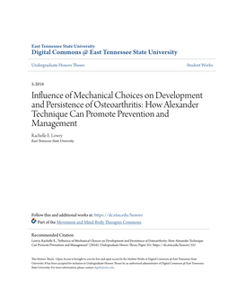 Influence of Mechanical Choices on Development and Persistence of Osteoarthritis: How Alexander Technique Can Promote Prevention and Management Rachelle E