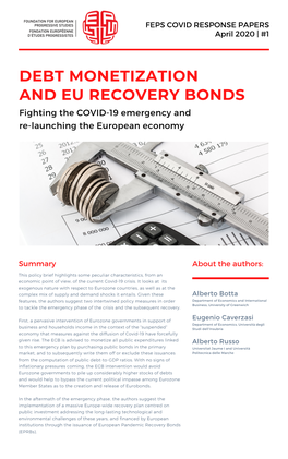 DEBT MONETIZATION and EU RECOVERY BONDS Fighting the COVID-19 Emergency and Re-Launching the European Economy